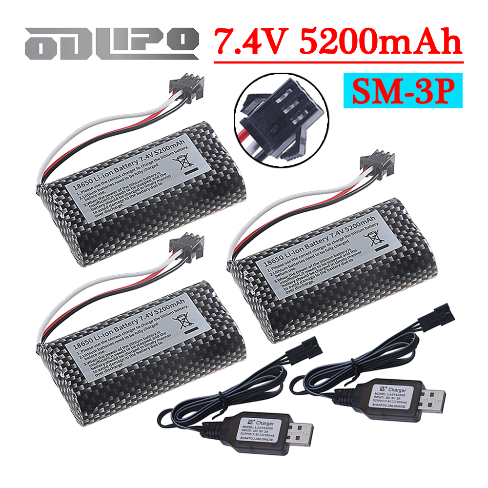 Rc Hobby Charger - 18650 Li-ion 7.4V 5200mAh Battery SM-3P