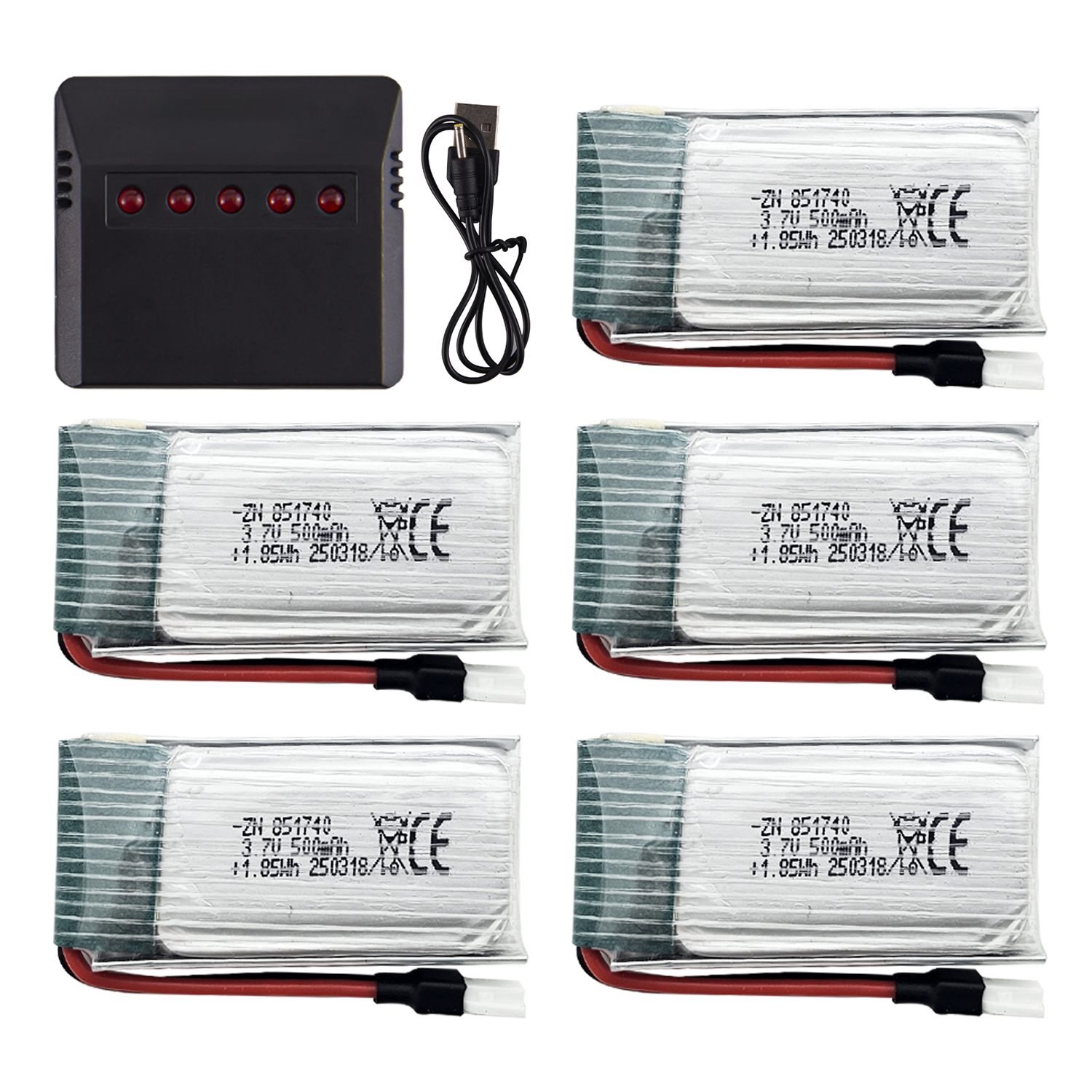 Rc Hobby Charger - 5Pcs 3.7V 500mAh LiPo Batteries with